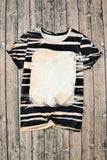 Blue Tie Dye Stripe Print Bleached T-Shirt