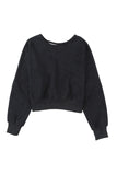 Black Acid Wash V-shape Open Back Sweatshirt