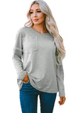 Gray Pocketed Oversized Drop Sleeve Top