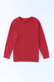 Red Solid Round Neck Raglan Sleeve Sweatshirt