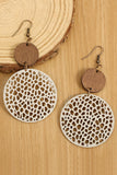 Black Hollow Out Wooden Round Drop Earrings