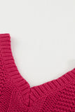 Rose Bubblegum V-Neck Braided Knit Sweater