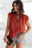 Gray Tiered Ruffled Drawstring V Neck Top