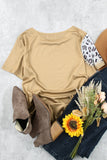 Khaki Bleached Leopard Print Crew Neck T Shirt