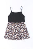 Black Leopard Patchwork Spaghetti Strap Tank Top