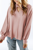 Black Twist High Neck Puff Sleeve Satin Blouse