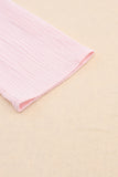 Pink Crinkle Texture Roll-tab Sleeve Shirt