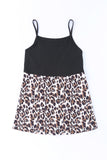 Black Leopard Patchwork Spaghetti Strap Tank Top