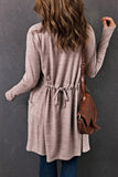 Pink Tunic Back Open Front Cardigan with Pockets