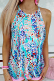 Multicolor Tropical Floral Print Racerback Tank Top