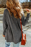 Gray Heather Knit Pocketed Button Front Cardigan