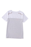 Nautical Striped Buttoned Short Sleeve Top