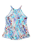 Multicolor Tropical Floral Print Racerback Tank Top