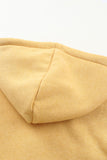 Yellow Zip Closure Drawstring Cinched Cropped Hoodie