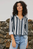 Black Brown Striped Modern Women Shirt