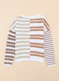 Stripe Blocked Drop Shoulder Slouchy Sweater