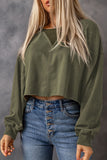 Green Drop Shoulder Cropped Sweatshirt