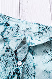 Blue Wild Snake Print Shirt with Pockets