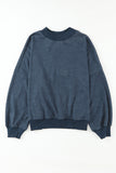 Black Drop Shoulder Crew Neck Pullover Sweatshirt