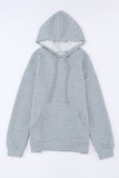 Gray Lattice Textured Kangaroo Pocket Drawstring Hoodie