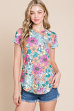 Multicolor Floral Print Smocked Tank Top