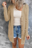 White Solid Color Open-Front Buttons Cardigan