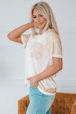 Apricot Sequin Contrast Pocket Tee