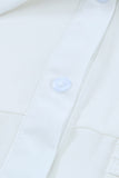 White Solid Pocket Long Sleeve Button-up Shirt