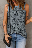 Red Leopard Print Round Neck Tank Top