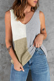 Apricot Color Block Knitted Tank Top