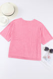 Pink Lace Patch Pocket Long Sleeve T-shirt