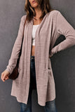 Pink Tunic Back Open Front Cardigan with Pockets