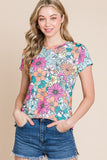 Multicolor Floral Print Smocked Tank Top