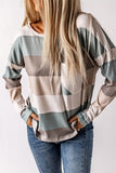 Green Color Block Ribbed Long Sleeve Top with Pocket