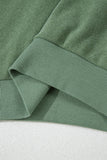 Green Fleece Two-piece Cropped Pullover and Shorts Set