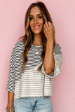 Striped Patchwork Short Sleeve Top