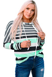 Multi Striped Drawstring Long Sleeve Hoodie