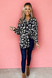 Black Leopard Print Tunic Shirt