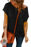 Black Pocketed Tee with Side Slits