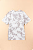 Black Tie-dye Round Neck Short Sleeve Top