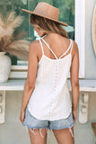 White Eyelet Strappy Scoop-Neck Tank Top