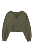 Green Drop Shoulder Cropped Sweatshirt