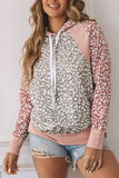 Pink Leopard Long Sleeve Hooded Sweatshirt