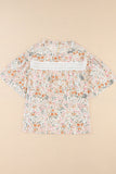 Multicolor Floral Print Wide Ruffle Sleeves Blouse