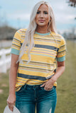 Multicolor Stripes Crew Neck T Shirt