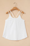 White Eyelet Strappy Scoop-Neck Tank Top