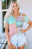 Multicolor Contrast Trim Color Block V Neck Tank Top