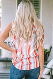 Multicolor Striped V Neck Ruffle Straps Tank Top