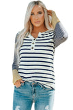 Long Sleeve Stripe Button Henley Top