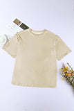 Apricot Glitter Chest Pocket Round Neck Long Sleeve Top